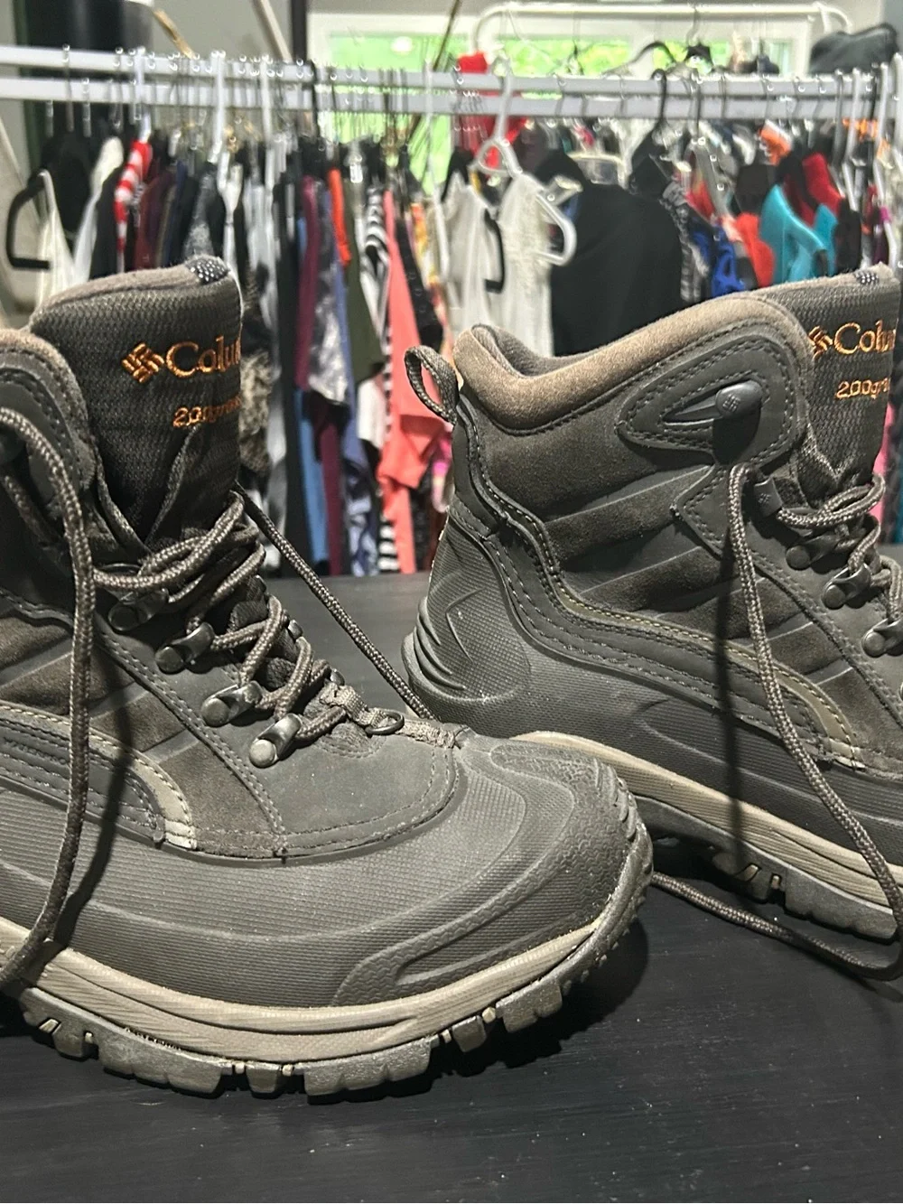 Columbia Gray Hiking Boots with Orange Logo Accent